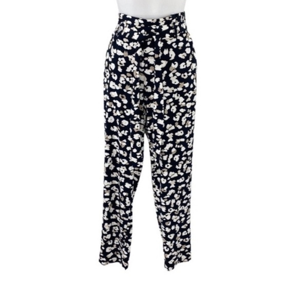 WHBM Leopard Print Tapered Ankle Matte Jersey Pant w Paper Bag Esque High Waist